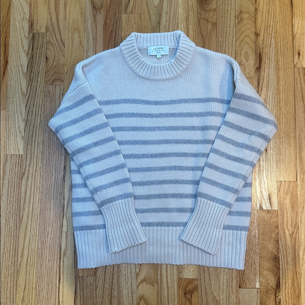 La Ligne Knit Sweater in Oat and Beige stripe